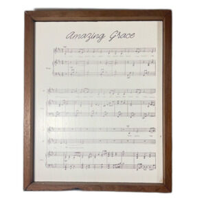 Amazing Grace picture of music in a wooden frame 9x11